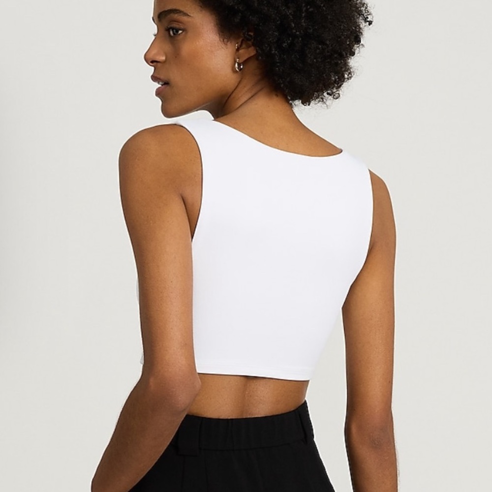 Express Body Contour High Compression Sweetheart Cropped Tank White Size Small - Picture 6 of 17